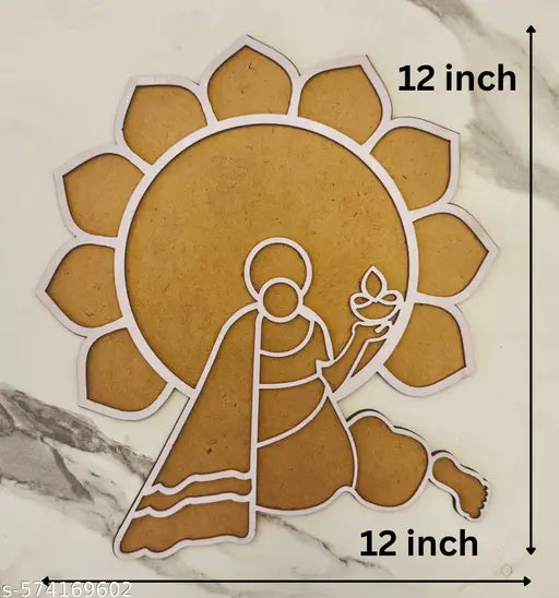 Icon 12 Inch MDF Reusable Diya Rangoli Stencil for Puja Room, Home Entrance – Ideal for Diwali, Ganesh Chaturthi, Pongal