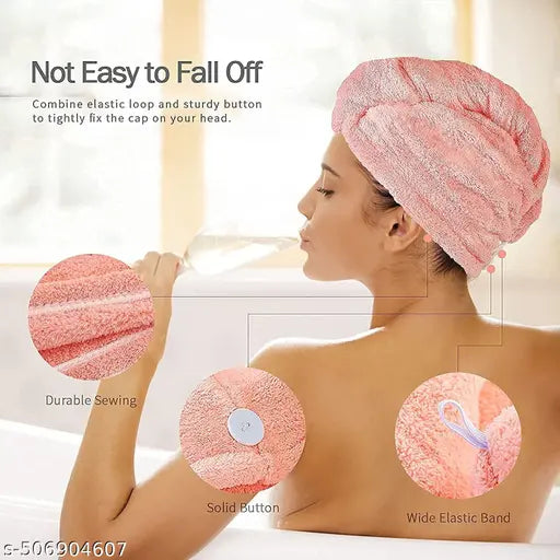 mrowzeex® Hair Towel Wrap - Super Absorbent Microfiber Hair-Drying Cap | 500 GSM Quick-Dry Magic Wrap Towel | Soft & Lightweight Salon Bathrobe Towel for Women & Girls (Multicolor) pk of 1
