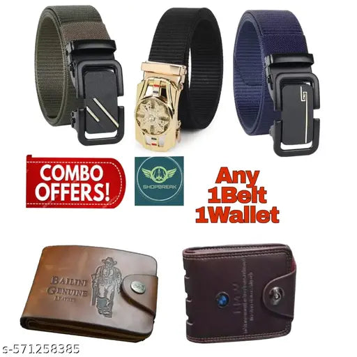 COMBO OF BELTS & WALLET Fancy Unique Men 1 BELT & 1 WALLET