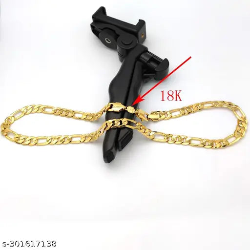 1 Gram Gold plated Chain For Boys and Man Gold-plated Plated Brass Chain (23 Inch)Water And Sweat Proof Jawellery