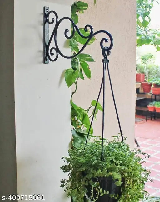 Quirky Kraft Metal Wall Hook Hanging Plant Bracket | Decorative Straight Plant Hanger for Pots, Bird Feeders, Planters, Lanterns, Cotton, Wind Chimes Indoor Outdoor, Black