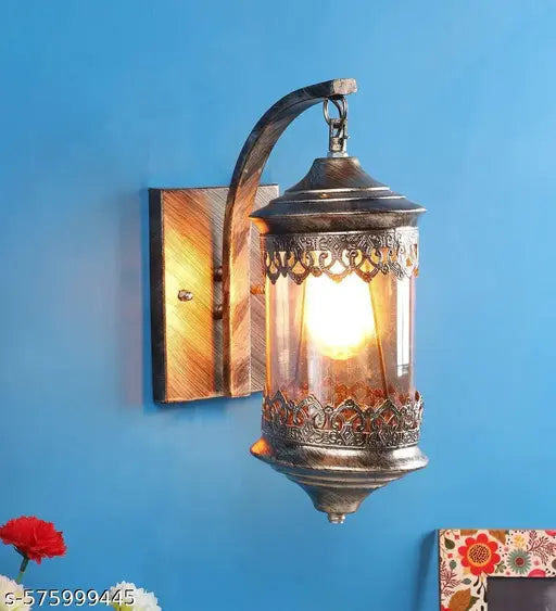 Golden Antique Design Aluminium Wall Light Sconce Lamp with Glass Shade for Dining | Bedroom (without Bulb,corded-electric)