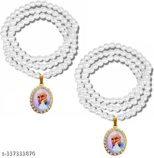 Blessing's Always Guru Ji Swaroop/Photo Locket Pendant Necklace Beads/ Mala Gold-plated Metal Pendant Set