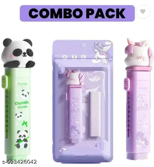Royal Krafts Unicorn and Panda Cutter Shaped Eraser COMBO Non-Toxic Eraser  (Set of 2, Multicolor)