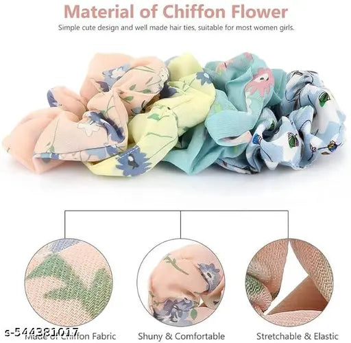 RN Trader 12 Pcs Chiffon Hair Bands Ponytail Ties Hair Scrunchies Flower Hair Scrunchies Girl Hair Accessory, Great for Casual and Party Dress