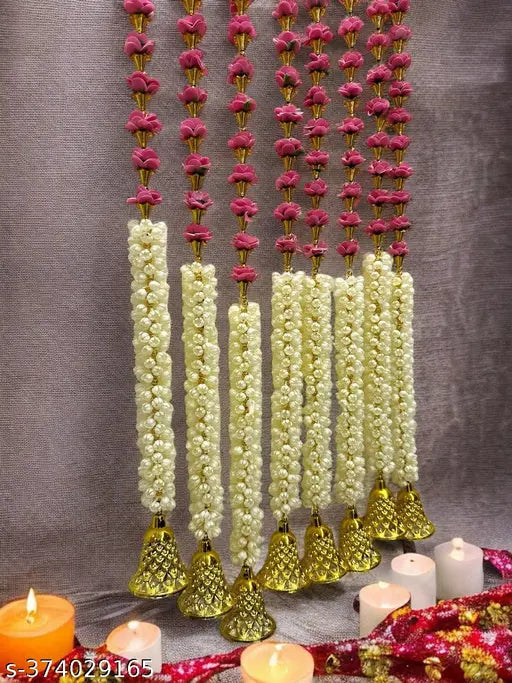 Bs amor  Decorative Mogra Bell Fluffy Artificial Creeper Bail Garland, Size 2.2 Feet Used for Home/Office ,Festival Christsmas Diwali Decoration,Pack of 4, (Pink)