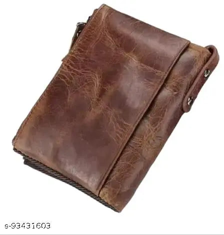 Fancy Craft Men Casual tan Genuine Leather Wallet - Mini  (7 Card Slots)  with two zip lock Two for currency and other for coin etc