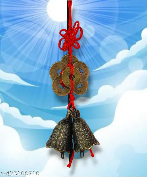 PAYSTORE Fengshui Vastu Lucky Coins wuth two bell hanging for good luck and money