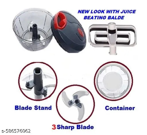 Mitrolia Handy Vegetable and Fruit Manual Onion Dry Fruit Salad Maker Vegetable Quick String Chopper Machine, Cutter – 3 Stainless Steel Blades (500 ml, Grey)