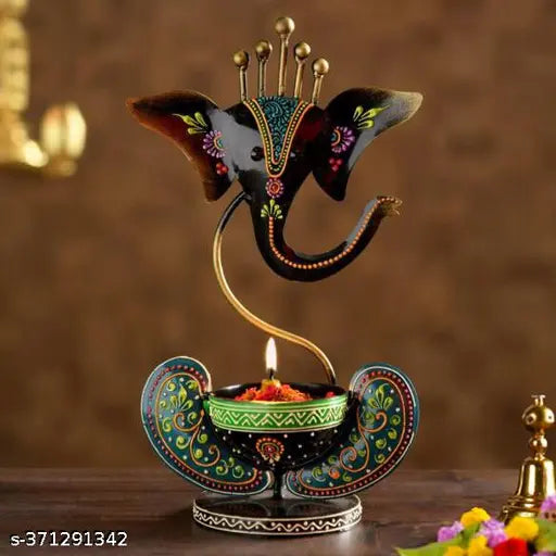 Handicrafy Vinayaka/ Ganesha Ji / Iron Table Decorative showpiece Tealight Candle Holder / Diya Holder / Loban Dhoop / Incense Burner / Ganesha Tea Light Candle Holder for Dewali Decoration, Diwali Gift, Corporate Gift, Table Decor, Pooja Room Decor