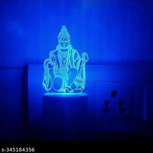 Diona Hanuman LED Night Lamp 3D Illusion Multi Color changing night light for festival gift,bed room, kids room, temple, office portable night lamp