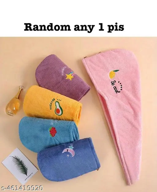 Microfiber Wet Hair Drying Towels,Super Absorbent Thick Curly Hair,Quick Dry Caps Wrap for Womens (26" x 10")(Pack of  1 )-Multi design And colour