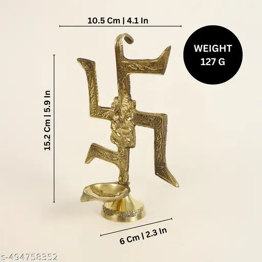 Putrika Brass Raman Hanging Diya|Decorative Brass Hanging Diya for Home Decor Temple Pooja Office Decoration Festival Gift (Swastik Ganesh Raman Diya)
