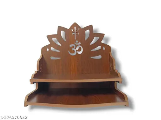 Wall Mount Floral Designer OM Mandir, Wall Mount And Table Top Temple, Laddu Gopal Mandir,  Home And Office Temple, Brown