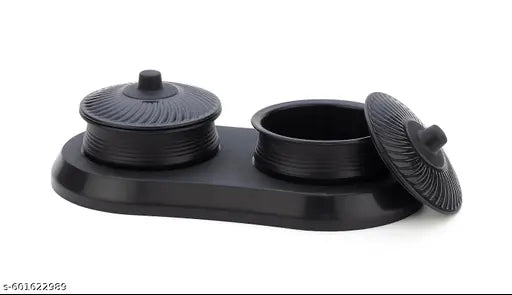 SHYAM ENTERPRISE Multipurpose Handi Bowl Set for - Plastic Jar Handi Shape Kitchen Storage, Kitchen Serving Dining Handi and Lid | Rice | Dal | Flour | Grocery ( Black )