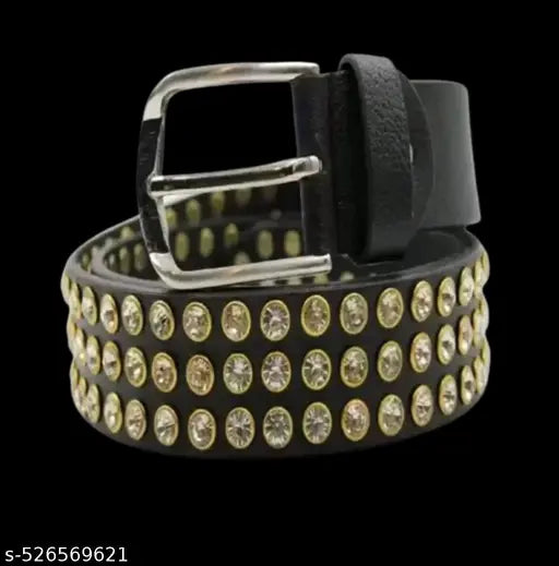 LEXIFY fashionable dimond stone belt | black belt  | belt for men | stone belt