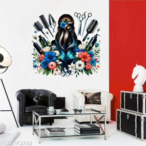 Beautiful parlour girl with parlour cosmetic makeover aligant wall sticker