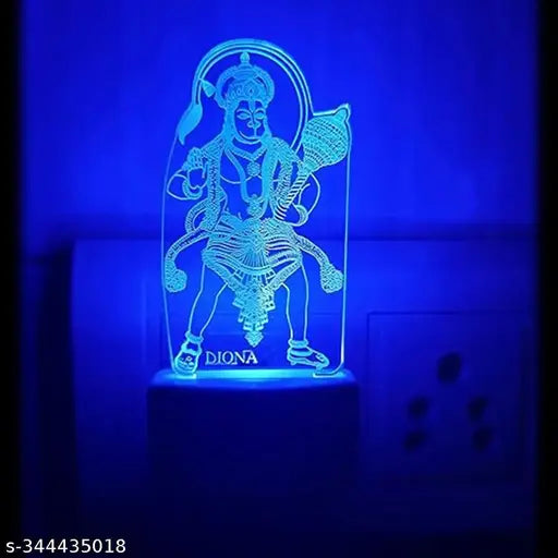 Diona Hanuman LED Night Lamp 3D Illusion Multi Color changing night light for festival gift,bed room, kids room, temple, office portable night lamp