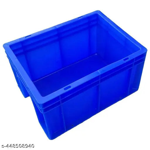 Mahira Heavy Duty Blue Plastic Crate 40x30x22 CM | Multipurpose Storage Bin | Shelf Basket for Vegetables, Fruits, Milk.