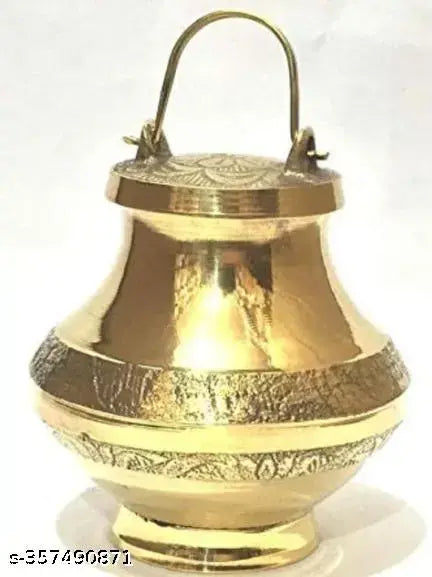 HaridwarDivine | Pure Brass Lota With Cover Brass Pooja Lota Kalash Lota Lota Kamandal Gold Standard