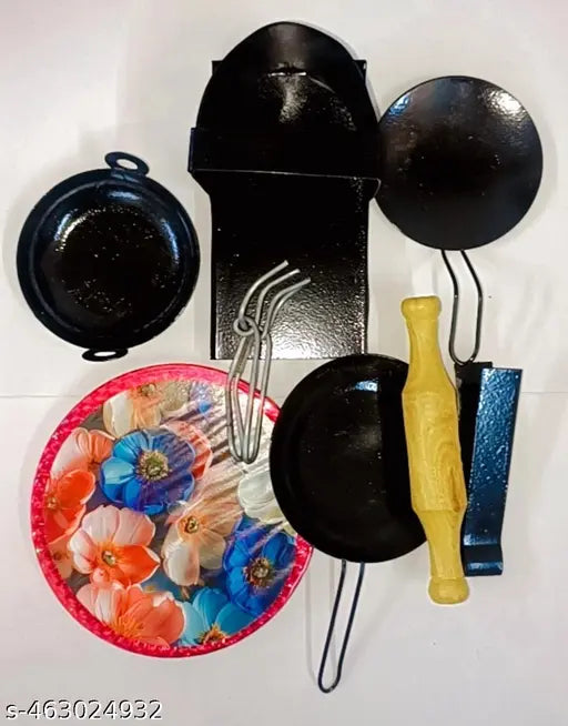 SUTEKI Wooden kids kitchen set with chakla belan