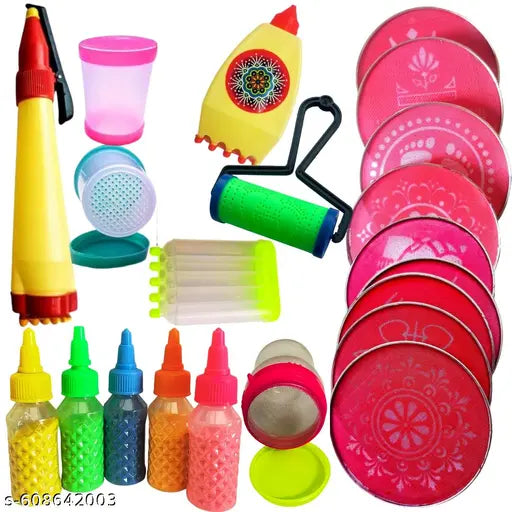 Artonezt 22 Pcs Ready to Use Rangoli Making Tool Kit for Door Entrance Floor Diwali Decoration Home Navratri Pongal Pooja Mandir DIY Rangoli Art Set for Festivals & Home Décor
