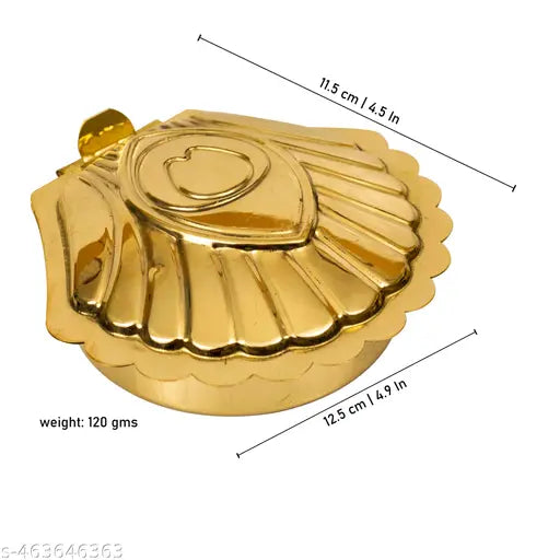 Putrika Traditional Handcrafted Brass Haldi kumkum Chandhan Holder | Peacock Feather Design Bowl with Lid for Pooja | Puja Worship | Navratri Gift| Diwali Gift- 3 Bowl Peacock