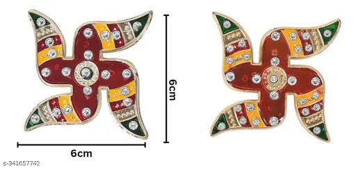 Crafonic Meenakari Cow Shubh Labh Stickers Laxmi Charan Paduka Swastik (Satiya ) Set for Wall & Door Decoration, Diwali Decoration Stickers (Pack of 6 Sets)