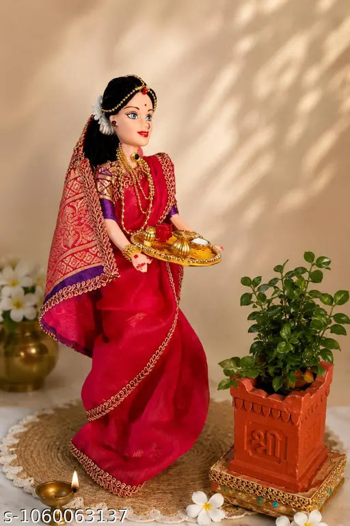 Traditional Tulsi Vivah Doll | Pooja Decoration Doll | Handmade Decorative Doll for Home & Festival Decor