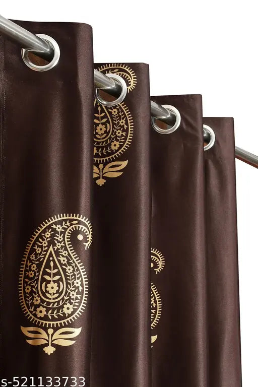 PRAFULL MILLAURE Polyester Full Bella Abstract Room Darkening SingleCurtain for Door, Window,7 Feet, 5 Feet,BROWN