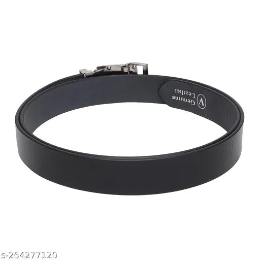 SUNSHOPPING Men's Formal Black Auto Lock Buckle Genuine Leather Belt