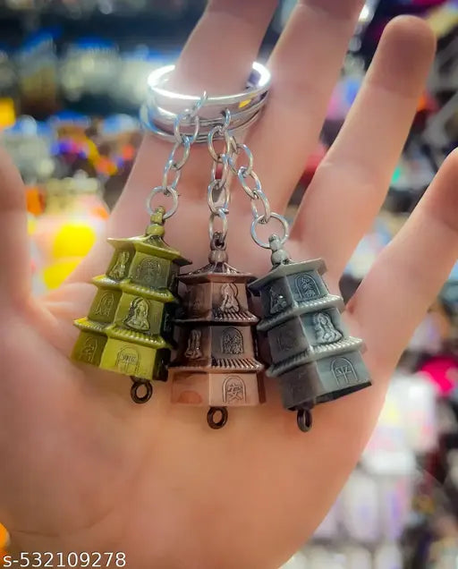 Stylish Brown Bell Keychain for Bike, Car & Bags – Cute Sounding Metal Key Ring & Car Home Pendant Best Sound Combo set 3