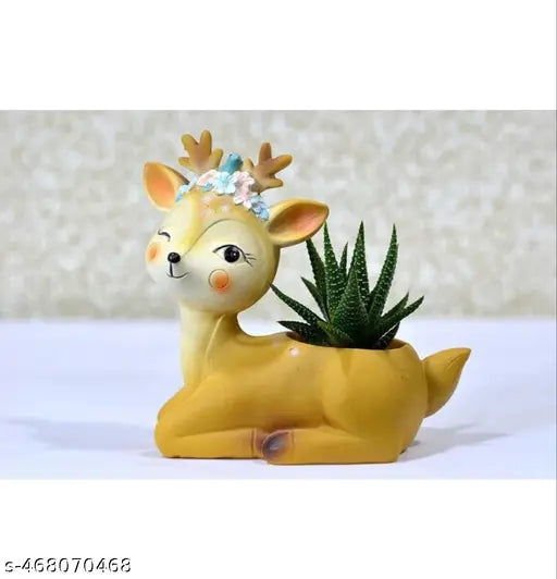 DEAL24SEVEN  Resin Planters for Indoor and Outdoor Flowerpot Cute Plants Pot Deer Succulent Planter Pots Bonsai Plant Holder for Office Desk Table Interior Balcony and Home Decoration Items Animal Planter