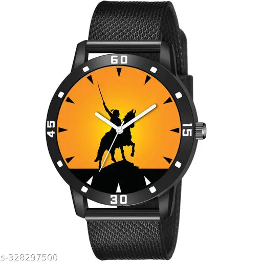 Cloud cool Analogue Shivaji Design Round Dial Latest Fashion Leather Strap Stylish Wrist Watch for Men and Boys, Pack of 1