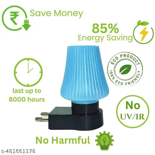 Decorative Unique LED 0.5w Night Lamp for Bedroom Kids Room Any Space at your Home, 2 Plug & Pin Jack Energy-saving Light Color Pink & Blue Combo Pack Of 2