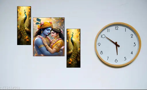 B Art Radha krishna religious modern art self adeshive wall painting for home decoration 12 inch x 18 inch  BA SBJM-164