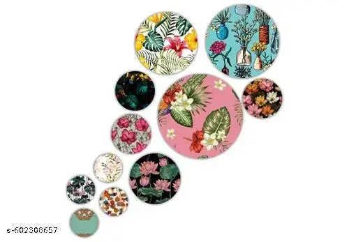 Set of 11 Mdf Wooden Wall Hanging Round Shaped Home Decor Plates For home decoaration