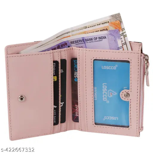 Loscco  Small Women's Wallet -PU Leather Multi Wallets | Credit Card Holder | Coin Purse Zipper -Small Secure Card Case/Gift