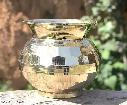 A&S VENTURES Pure Brass Lota Diamond Design Lota | Kalash | Pooja Lota | Puja Lota | Karwachauth Lota for Diwali, Mandir, Temple, Festival, Marriage, Wedding