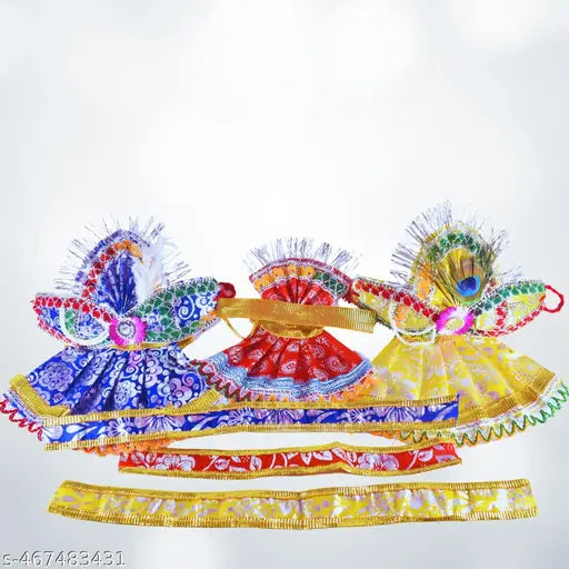 8-Inch Devotional Dress Set for Jagannath, Balabhadra, Subhadra