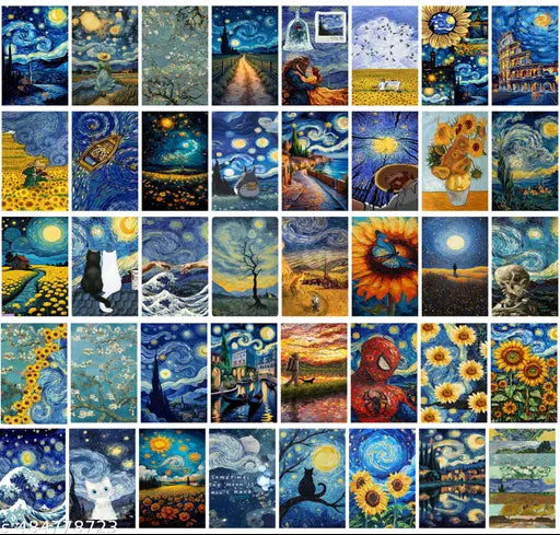 Paradise Supply "Van Gogh-Style Poster Card Set – 40 A6 Designs | 350 GSM Premium Quality"