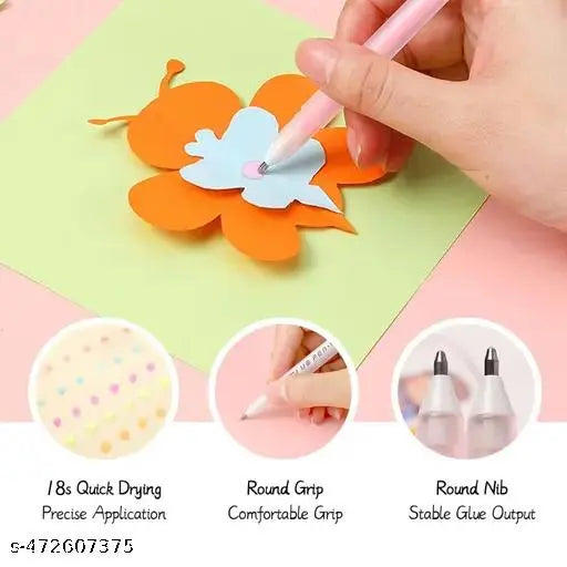 Crafty Cuddle Glue Pen/Crackles Mess Free Liquid Glue Pens for School Art and Craft and Office Purposes- Pack of 3